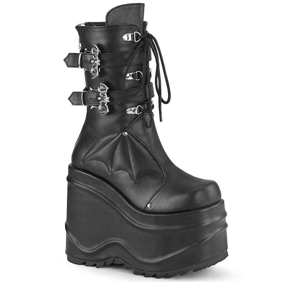 Wave-150 Demonia Australia Black Vegan Leather