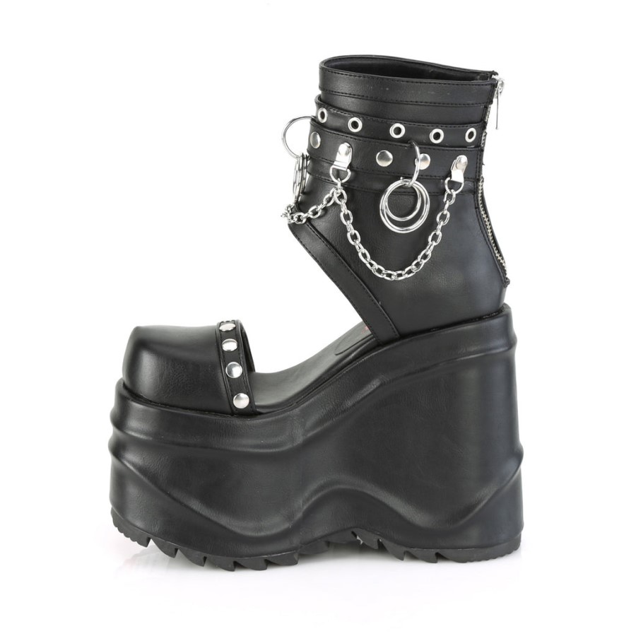 Wave-22 Black Vegan Leather Demonia Australia