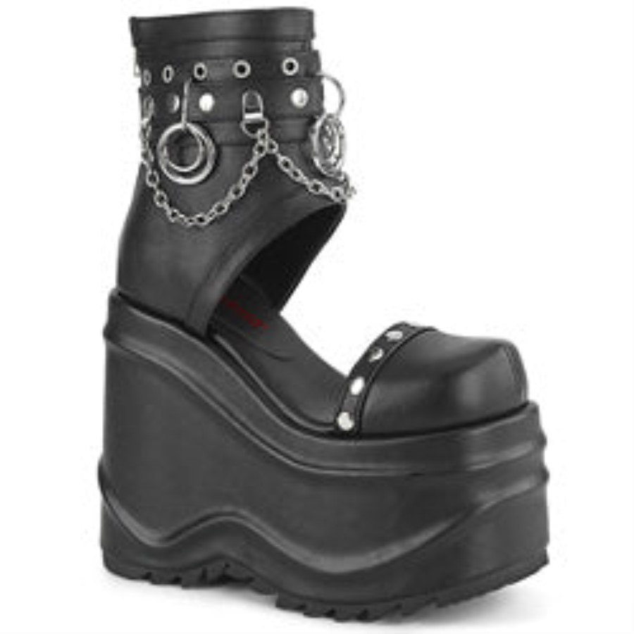 Wave-22 Black Vegan Leather Demonia Australia