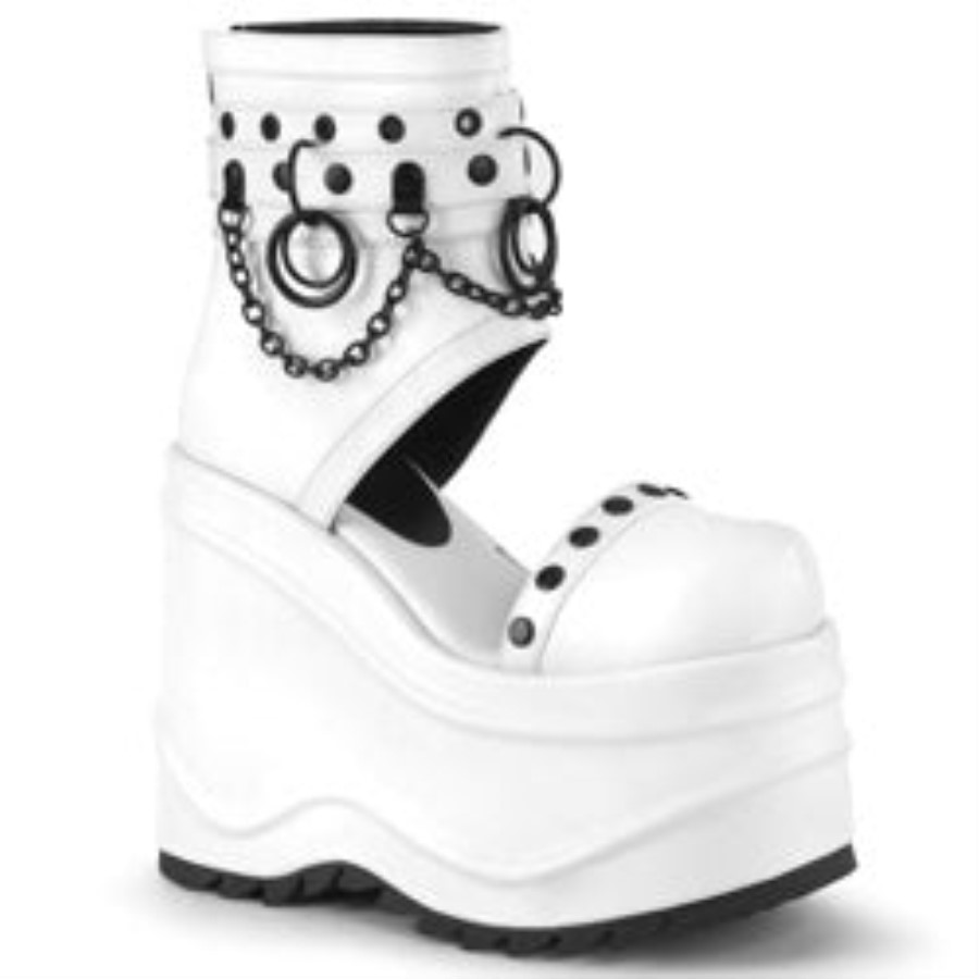 Wave-22 Demonia Australia White Vegan Leather