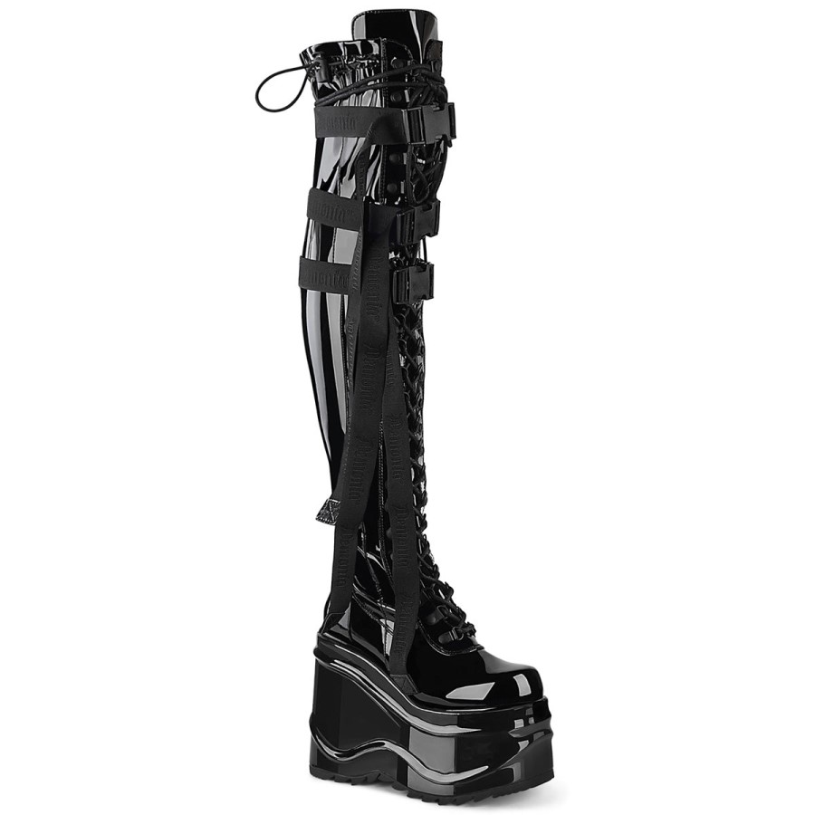 Wave-315 Demonia Australia Black Stretch Patent