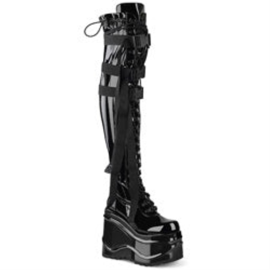 Wave-315 Demonia Australia Black Stretch Patent