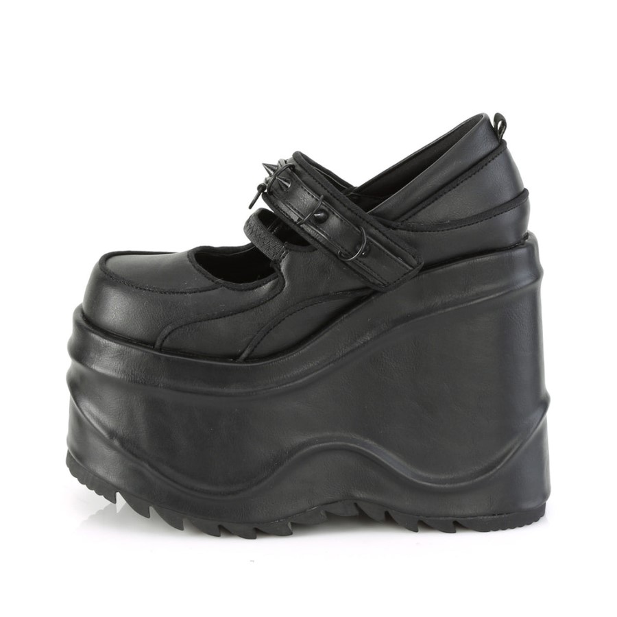 Wave-48 Black Vegan Leather Demonia Australia